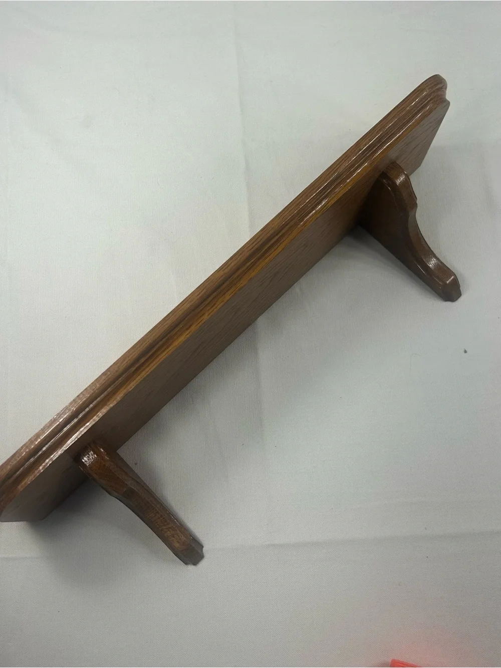 Vtg Solid Oak Wood Wall Shelf Farmhouse CottageCore 18in w Plate Groove